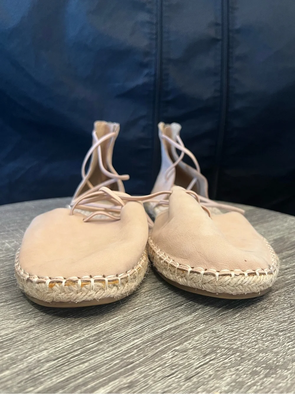 Eileen Fisher Lee D'Orsay Flat Espadrille Sandals Tan Leather- Size 9